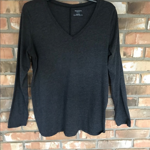 Motherhood Maternity Gray Long Sleeve V-Neck Tee Large - Picture 5 of 5